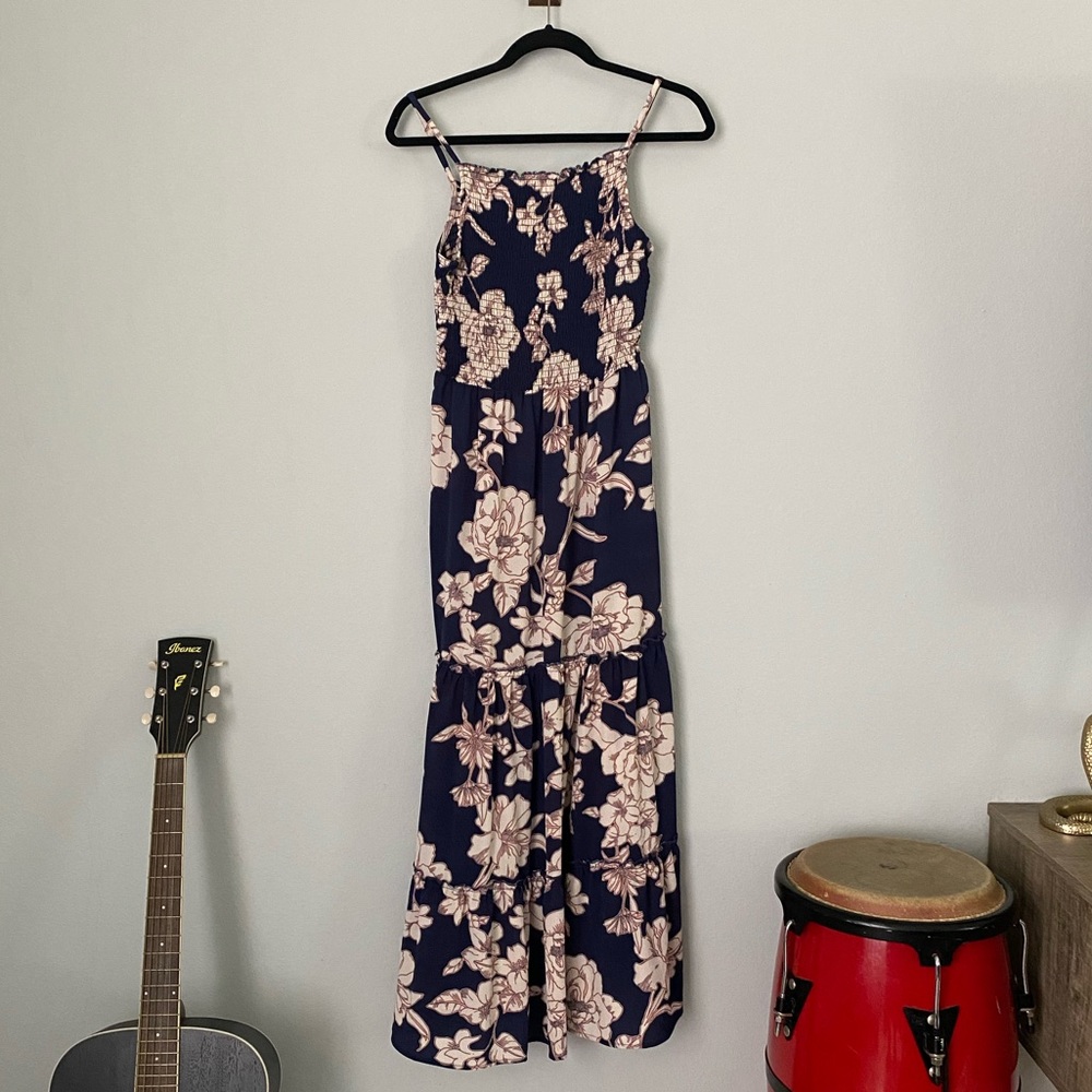 Flower tiered smocked dress